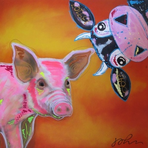 Best Friends - origineel schilderij van JOHN groot formaat