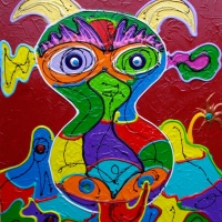 Origineel schilderij PEKO -Kleurig vrolijk - mooi formaat